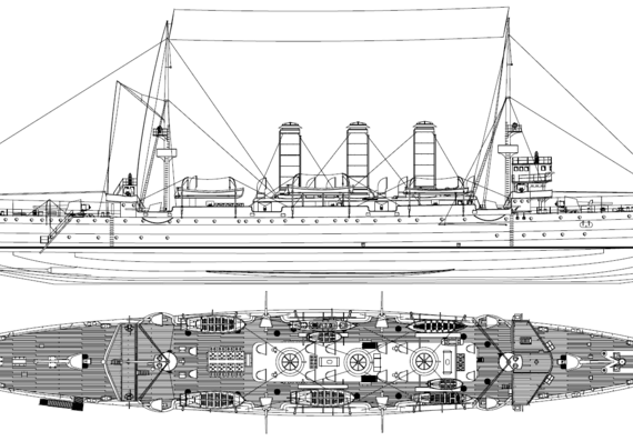 Cruiser TCG Hamidiye 1903 (Light Cruiser [) - drawings, dimensions, pictures